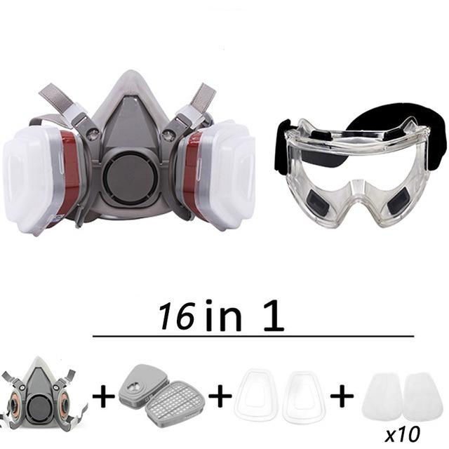 New 7in1/16in1 6200 Dust Gas Respirator Half Face Dust Mask For Painting Spraying Organic Vapor Chemical Gas Filter Work Safety