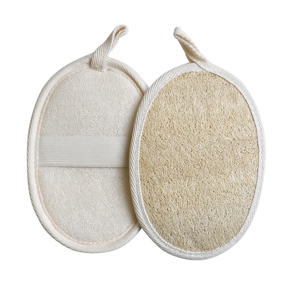2Pcs Natural Loofah Body Shower Scrubber Bath Exfoliating Sponge Soft Shower Brush With Hook Towel Sponge Merchandises Scrubber