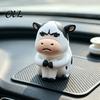 Stress Relief Desktop Decor Cute Straw Hat Cow Car Ornament, Creative Figurine Durable Pvc with Hat, Cartoon Dashboard Decor, Interior Decoration