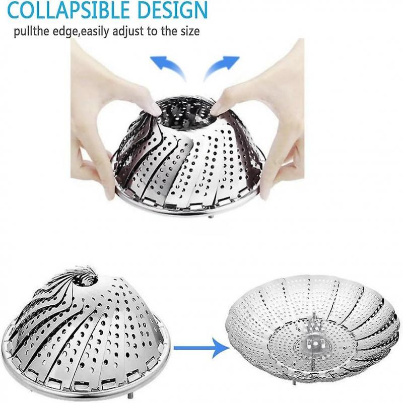 Vegetable steamer with steamer basket is made of stainless steel, used for vegetables, stews and various cooking