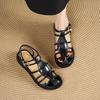 Retro woven hollow Roman sandals women's flat-soled transparent bag head sandals 2025 summer new leather soft sole