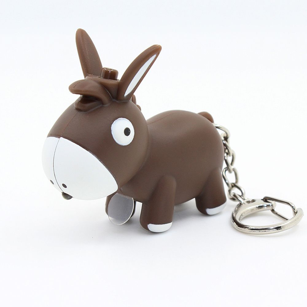

Lovely Donkey Shape Vocal Key Chain Key Ring Luminous LED Light коричневий