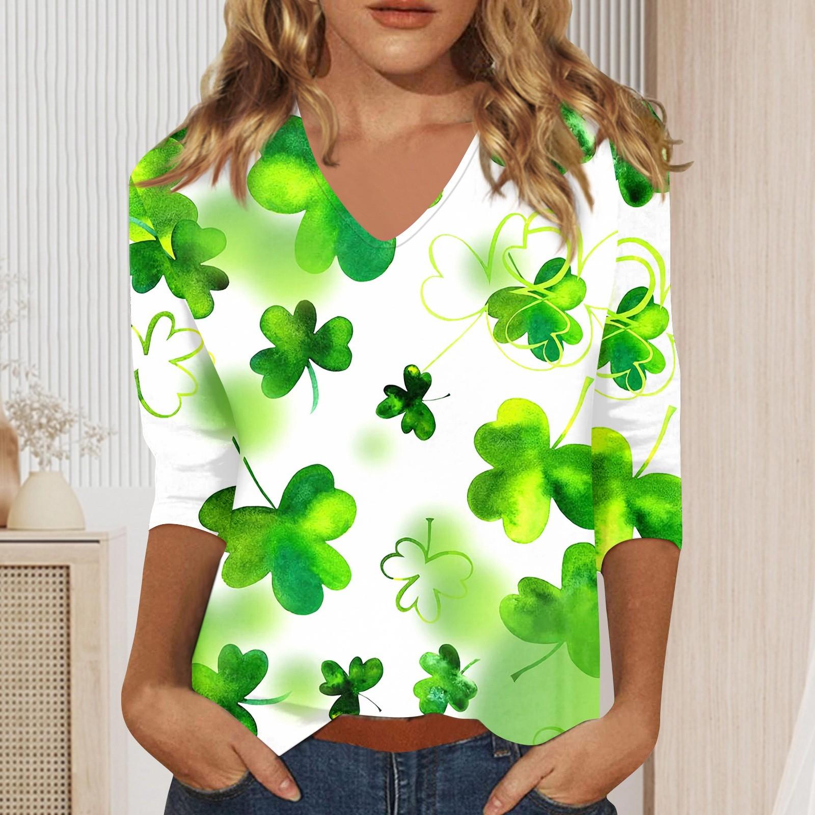 

Жіноча мода Повсякденність Усе Повсякденне Футболка з V-подібним вирізом і семиточковими рукавами з принтом XL