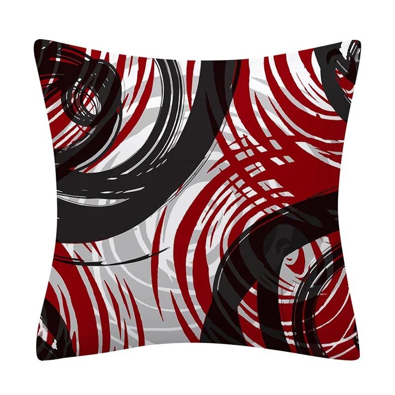 Geometric Red and Black Wave Decorative Pillowcase Car Ornaments Office Living Room Sofa Home Pillowcase