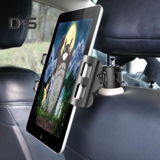 Car Tablet Holder Headrest Mount Anti Slip Silicone Buckle 360 Degree Rotatable Adjustable Universal Auto Seatback Phone Support Bracket Car