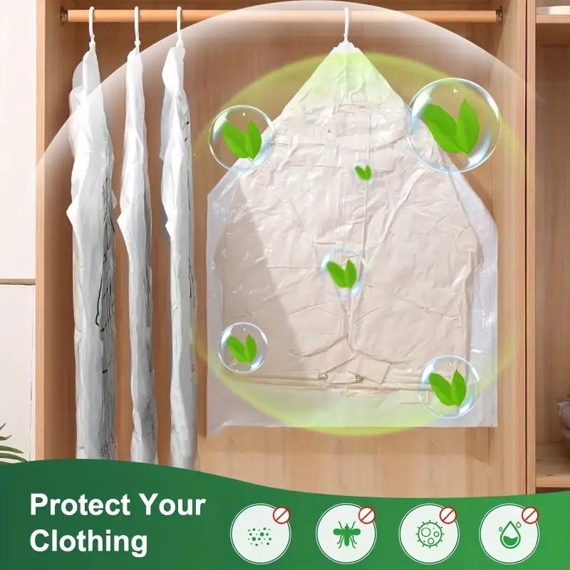 Hangable Transparent Vacuum Storage Bag Seal Storage Clothing Bags For Suits Dress Coats Or Jackets Closet Organizer Dust Covers