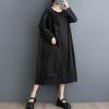 New Polka Dot Splicing Wood Ear Side Long Sleeve Dress Fashion Loose Casual A-Line Dresses