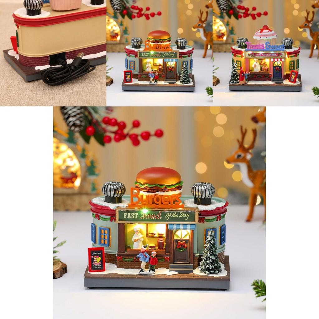 Christmas Creative Rotating Hamburger Music Box Decoration With Light For Kids And Holiday Decor