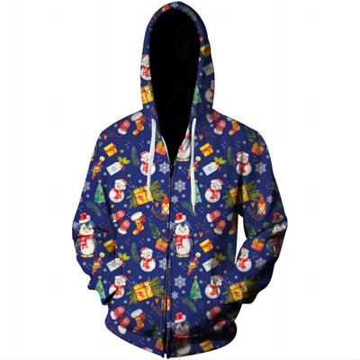 Christmas Sweatshirt Jacket Carnival Theme 3D Printed Zipper Cardigan Couple Hoodies for Men and Women