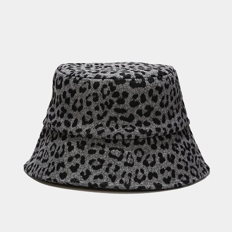 New Women Woolen Bucket Caps Trendy Cow Pattern Outdoor Travel Sun Hat Protection Fisherman Cap Fashion Shading Panama Hats