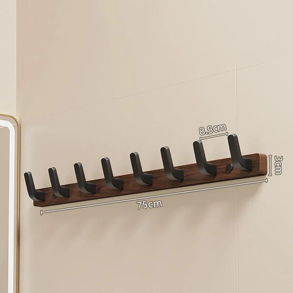 Walnut Coat Rack Solid Wood Hooks Key Bag Extended Storage Hanger for Entrance Door Hallway Wall Decor Furniture clothing rack