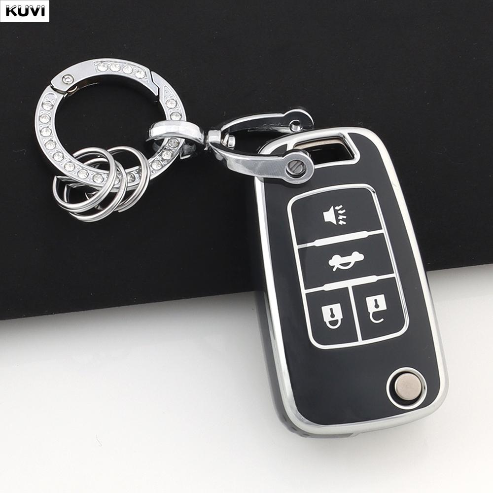 3 4 Buttons Tpu Car Folding Key Case Cover Fob Keychain For Chevrolet Cruze Aveo Camaro Epica Lova Sail Spark Opel Astra Corsa