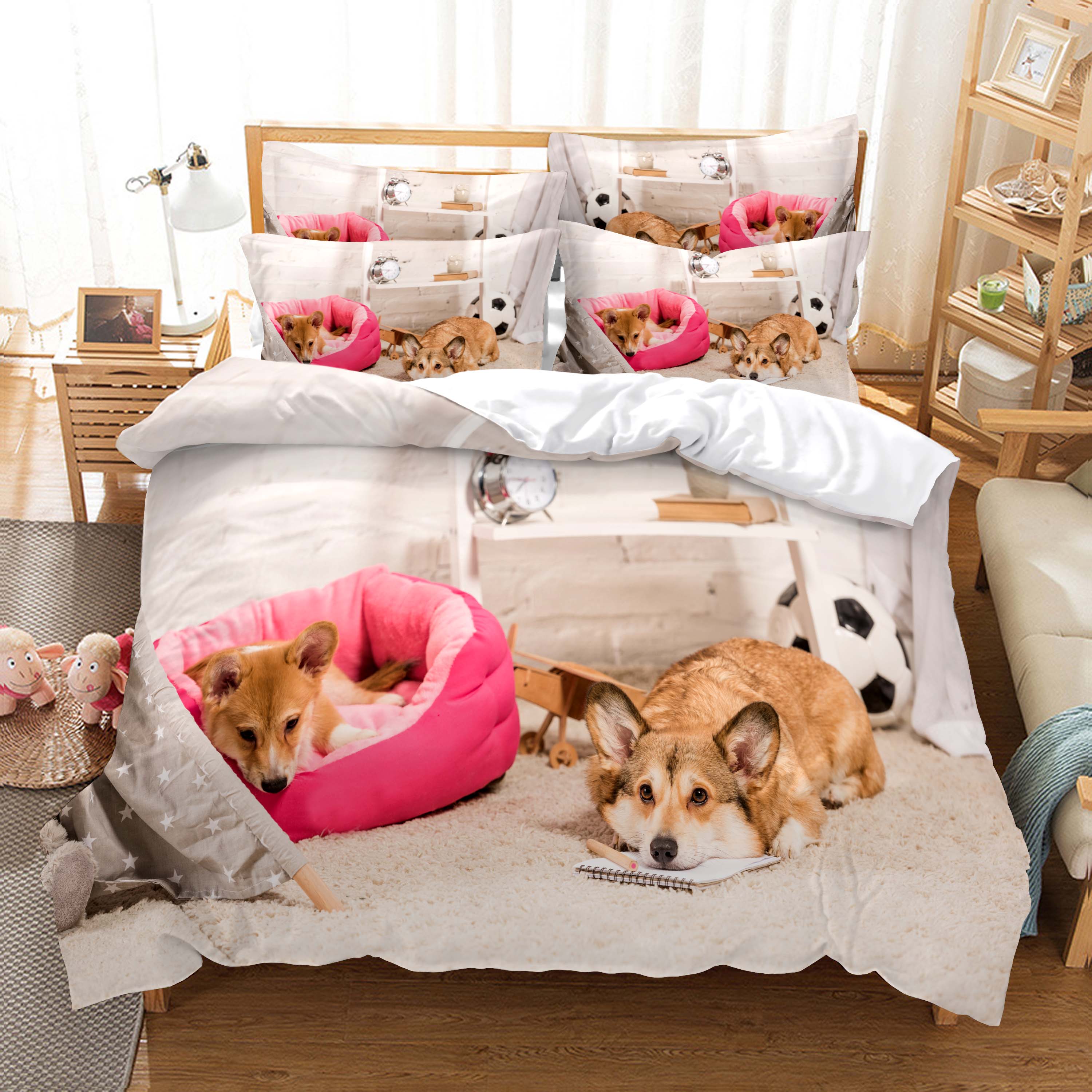 

Animal Bedding Set For Child Adult Hot Quilt Cover Pillowcase Print Panda Lion,horse Duvet Cover Sets Home Bedclothes Cover (135x200cm)