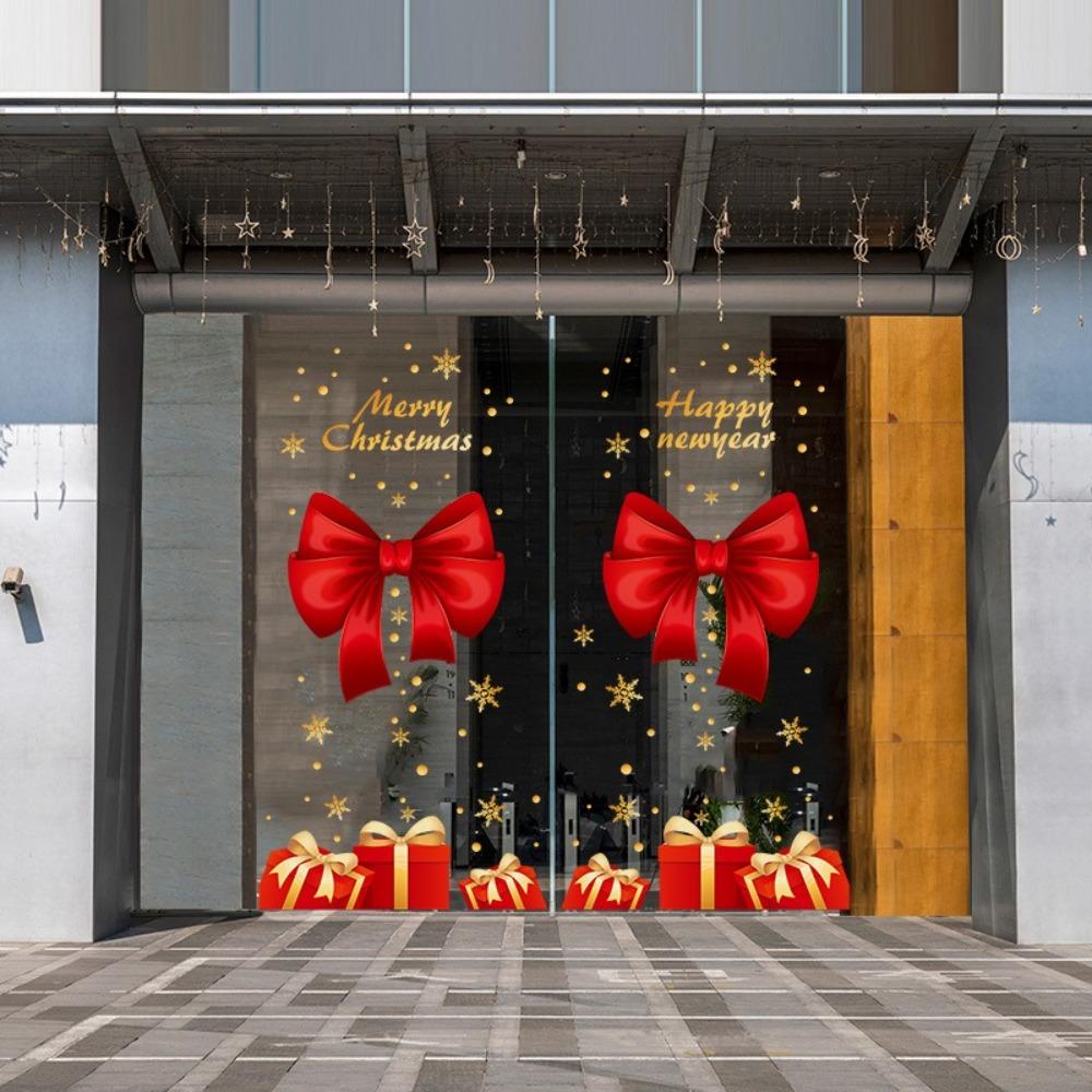 PVC Window Sticker Santa Claus Glass Sticker Fashion Xmas Decal  Shopping Mall