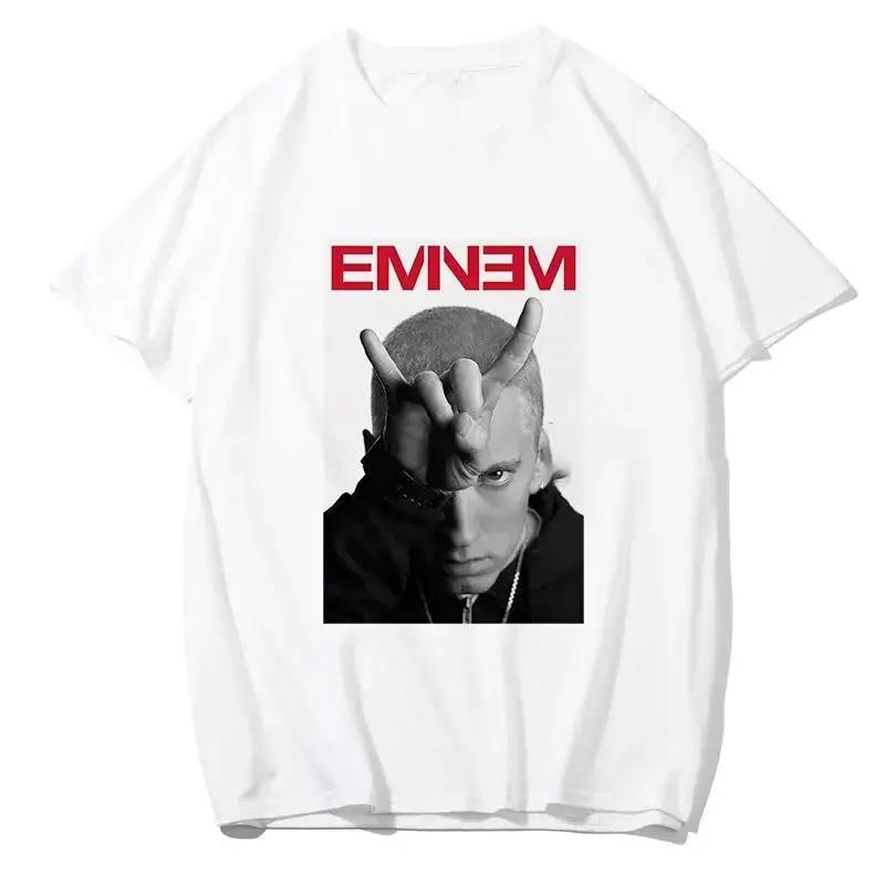 2025 Sommer Rapper Eminem Grafikbedrucktes T-Shirt Herren Retro Reine Baumwolle HipHop Mode Lässig Locker geschnittenes T-Shirt Damen