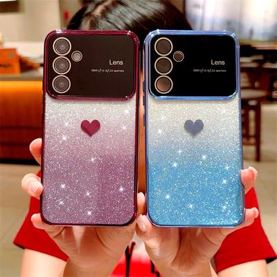 שיפוע גליטר אהבה לב נרתיק ציפוי יוקרתי עבור Samsung Galaxy S23 Ultra A52 A53 A54 A14 4 גרם 5 גרם A24 A23 כיסוי סיליקון חסין זעזועים