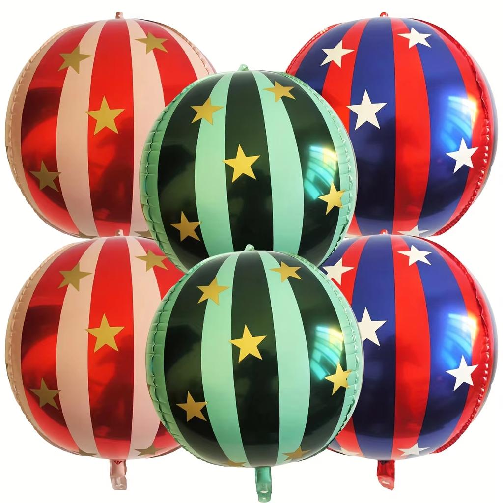 22 Inch 4D Striped Star Aluminum Film Balloon Ktv Mall Home School Decoration Diy Circus Party Supplies Kids Photo Booth Props