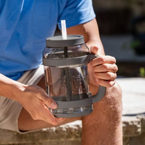 Reduce Water Day 2.36L Water Bottles, Set of 2, Fog Gray & Glacier, with Straws, Leak-Proof, Hydration, Large Capacity, Costco, Commercial Use, Dishwa