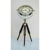 Nautical Antique brass desk clock adjustable wooden tripod stand marine decor