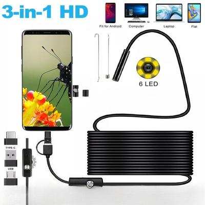 5.5mm HD Endoscope Borescope Inspection Camera with 6LED for USB Type-C Android PC