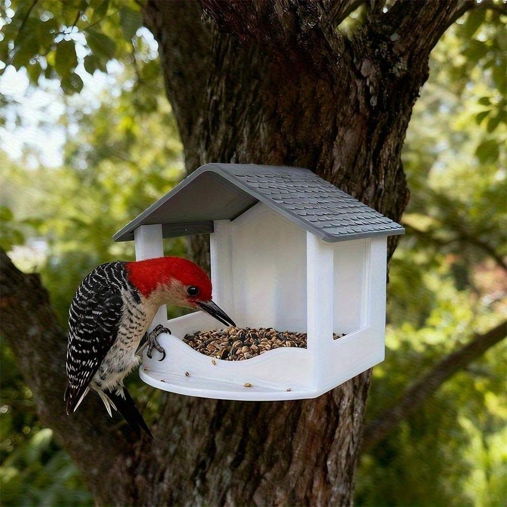 Wasserdichtes Wandhängendes Vogelhaus Futterhaus Form Regensicher Wildvogel Futterhaus Große Kapazität Kunststoff Vogelhaus Fenster