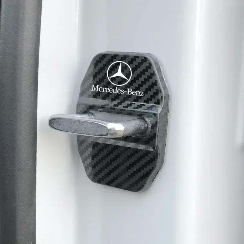DQY2   4PCS Car Styling Car Door Lock Covers stikcer Case for Mercedes Benz New B/C/E Class A Class C200L GLC GLK CLA GLA Accessories