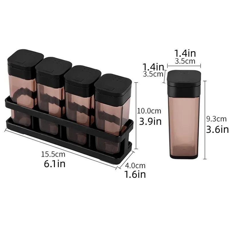 Four-grid Integrated Barbecue Spice Bottle Household Combination Set Spice Jar Kitchen Sealed Moisture-proof Spice Bottle