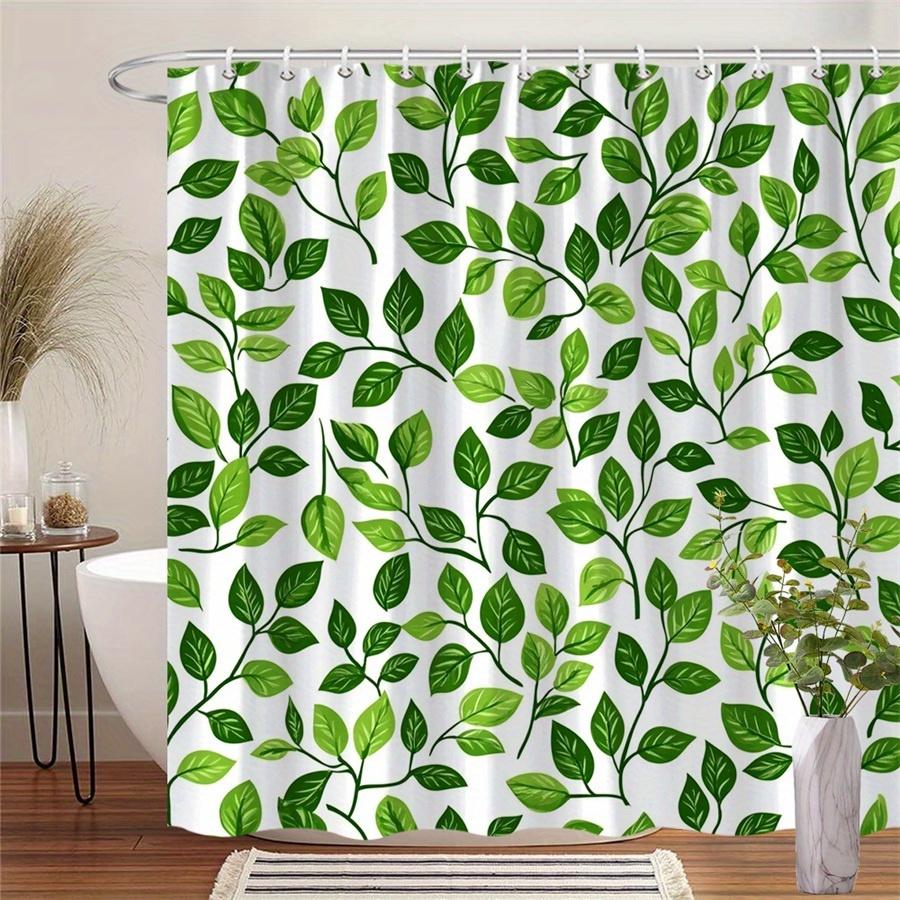 

1Pc Lush Green Leaf Shower Curtain, Polyester Fabric, With Hooks, Machine Washable, Suitable For Bathroom Decoration W60H190(CM)-1 Pcs