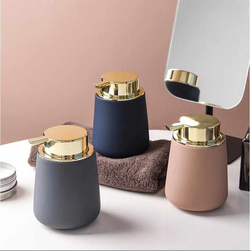 Ceramic Matte Soap Dispenser Lotion Dispensing Bottle Lovers Mouthwash Cup Toothbrush Holder Washing Tools Bottle Bathroom Set