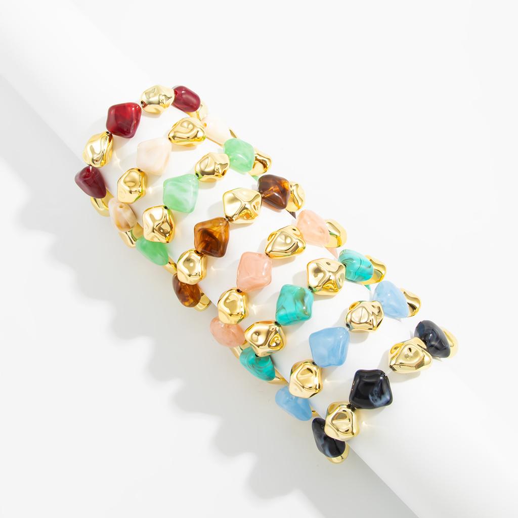 Bohemian Elastic Resin Acrylic Bracelet for Women Retro Stackable Irregular Beaded Bracelet Bangle Party Jewelry