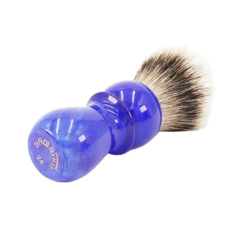 YAQI 24MM Blue Handle Silvertip Badger Hair Mens Shaving Brush Facial Beard Cleaning Appliance Solid Color Shaving Brush