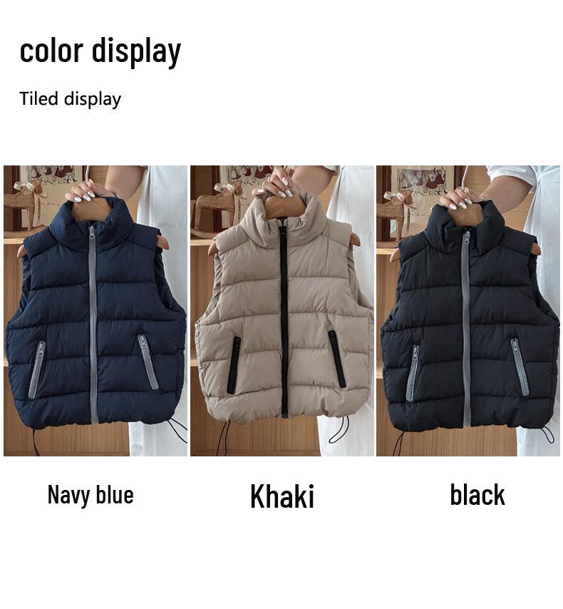 Dziecięca jednolita kamizelka puchowa ze stójką - Ciepła modna odzież wierzchnia dla chłopców i dziewcząt