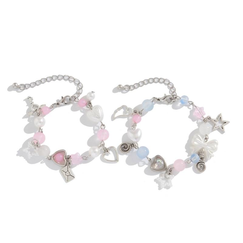 Schleifenquasten-Armband mit Kunstperlen-Akzent Modisches Schleifenquasten-Armband für Mädchen Zeigt Anmut