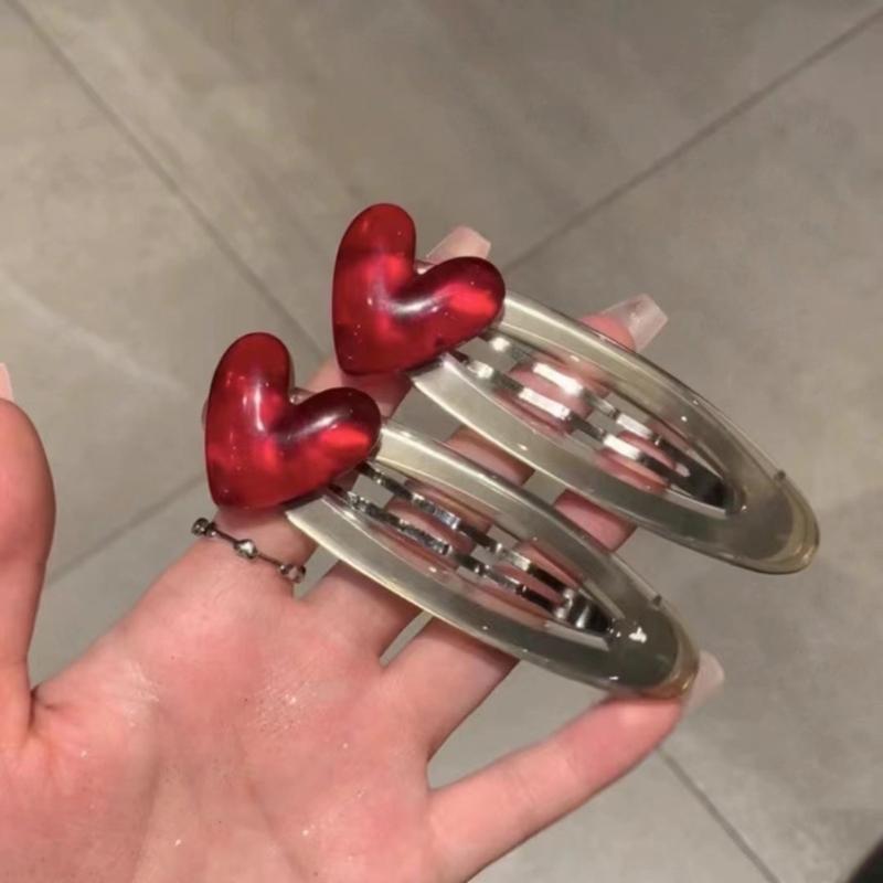 Lovely Cherry Red Heart Hair Pin Fashionable Hair Clip for Women and Girls Decorative Hair Decoration Fashion Headwear