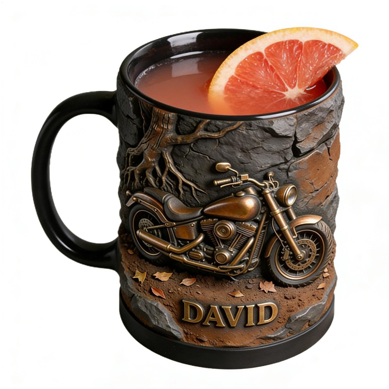 Tea Cups Motorcycle-Themed Design Latte Drinkware