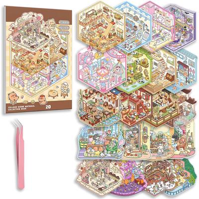 1Set Diy 3D Sticker Scene Collection Book For Adult Relief Stress Pass The Time