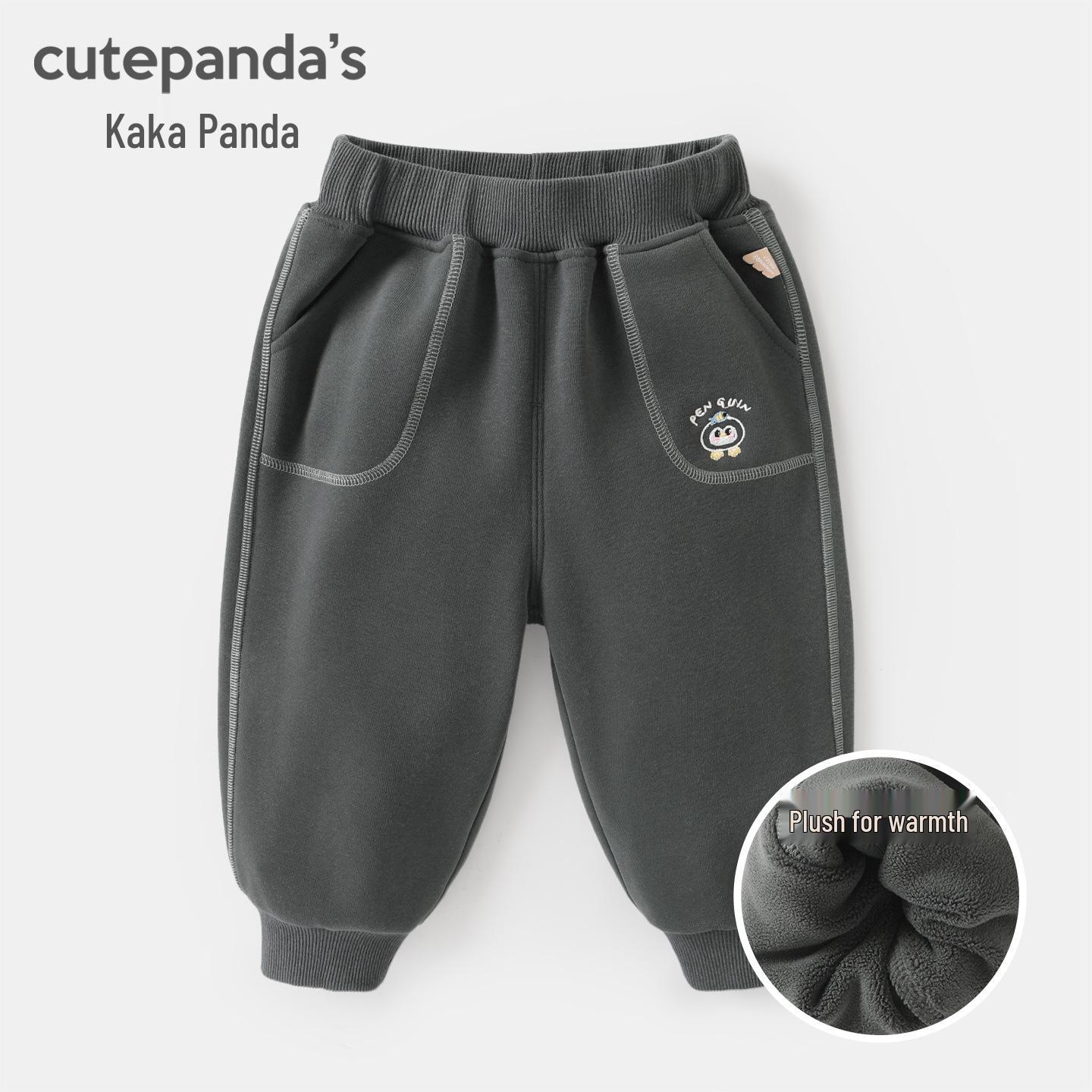 

Kaka Panda Kids Fleece-Lined Winter Pants: Warm Sweatpants for Boys and Girls 120 cm древесный уголь/серый