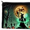 Printed Canvas Organizer Storage Bag, with Halloween Witch Castle Print, Large Wear-Resistant Makeup Pouch Capacity Cosmetic Organizer, for Travel And