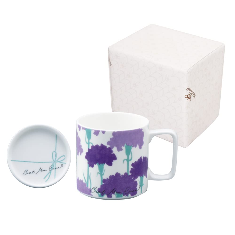 NARUMI Dozen Flowers Mug with Floral Carnation Wedding Day Dishwasher Gift Gift Wrapping Product Lid, 290cc, Purple, Design, Design, Cute, Gift, Gift, фиолетовый