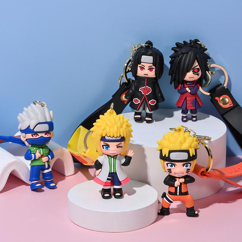 Anime Naruto Keychain Fashion Jewelry Cartoon Character PVC Keychain Uzumaki Kakashi Men and Women Action Character Bag Pendant