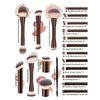22pcs Professional Makeup Tools Set With Velvet Bag,20pcs Soft Long Aluminum Tube Makeup Brush Set+2pcs Powder Puffs Accessories