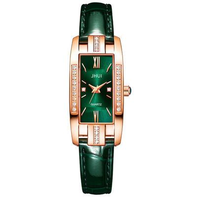 Ladies Square Small Green Watch with Diamonds темно-зеленого