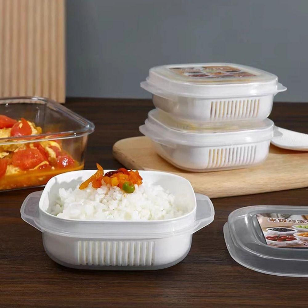 6Pcs Double Layer Food Storage Containers with Lids Rice Crisper  Food Storage