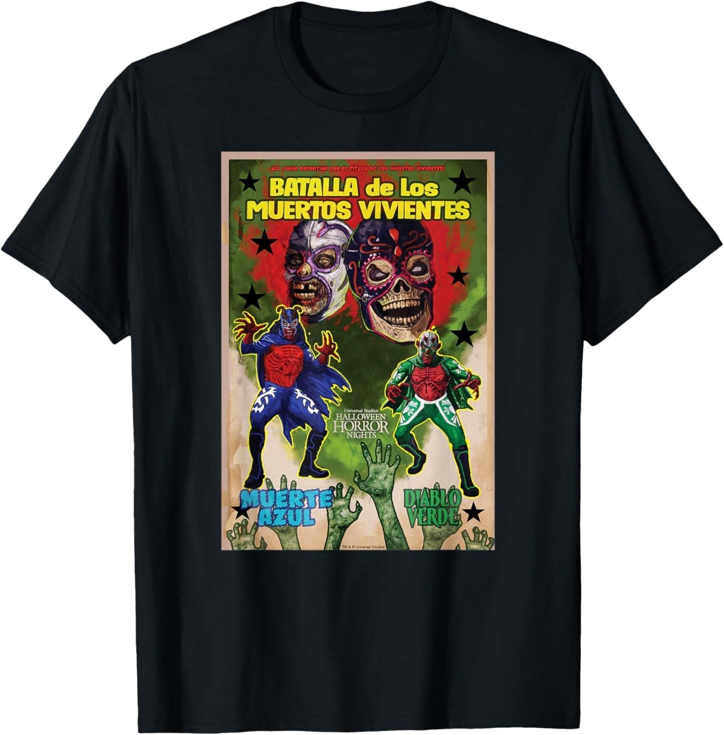 Universal Halloween Horror Nights Lucha Libre Zombies T-Shirt Mens Womens Tees Top 4XL