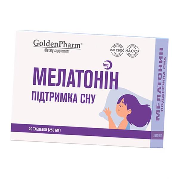 

Мелатонин таблетки, Melatonin 1, Golden Pharm 20таб (72519007) 20tab