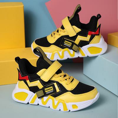 Chaussures de dessin animé pour enfants, baskets en maille pour garçons, chaussures de Sport décontractées pour petits garçons, tennis de course jaunes pour écoliers, 2023