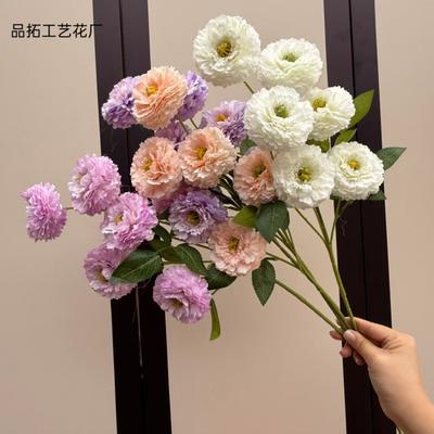 Artificial Peony Flower Long Stem 6 Heads Silk Ranunculus Bunch for Wedding Party Table Hotel Home Floral Decor