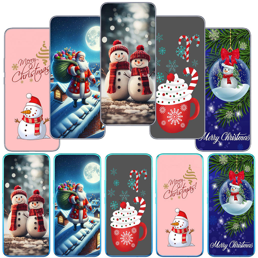

для Motorola Moto Edge 40 30 neo G54 G24 G84 iPhone 15 14 Xiaomi Redmi Note 13 12 9 Samsung Galaxy A34 Snow Merry Christmas Deer Gift Santa Claus Case