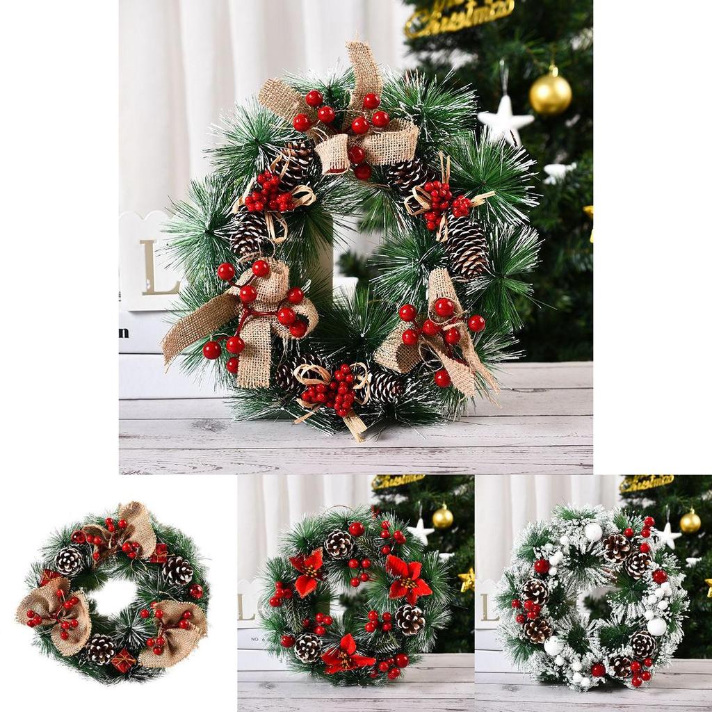 Stunning Wall Hanging Christmas Wreath With White Ornaments And Red Berries For Festive Decor