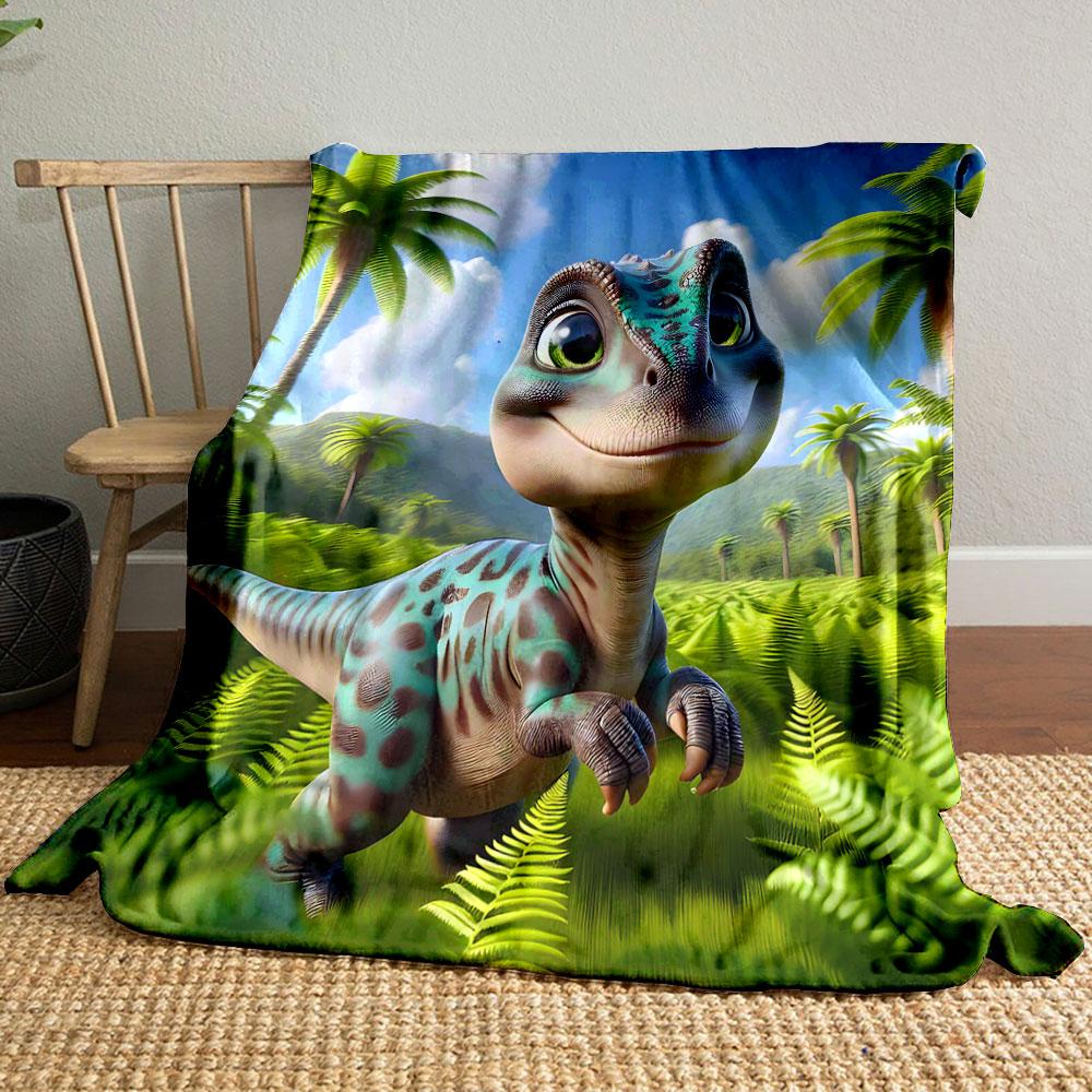Cute Dinosaur in Tropical Paradise print blanket soft and cozy perfect for the living room bed sofa or a nap,gift